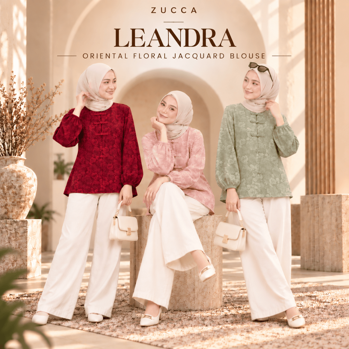 ZUCCA LEANDRA ORIENTAL FLORAL JACQUARD BLOUSE - MA301