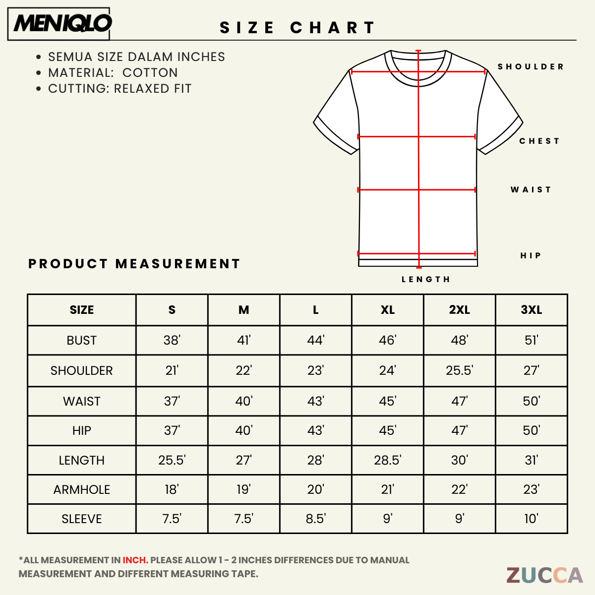 MENIQLO LOGAN MEN BASIC COTTON 220GSM -MAC1007(SW135)