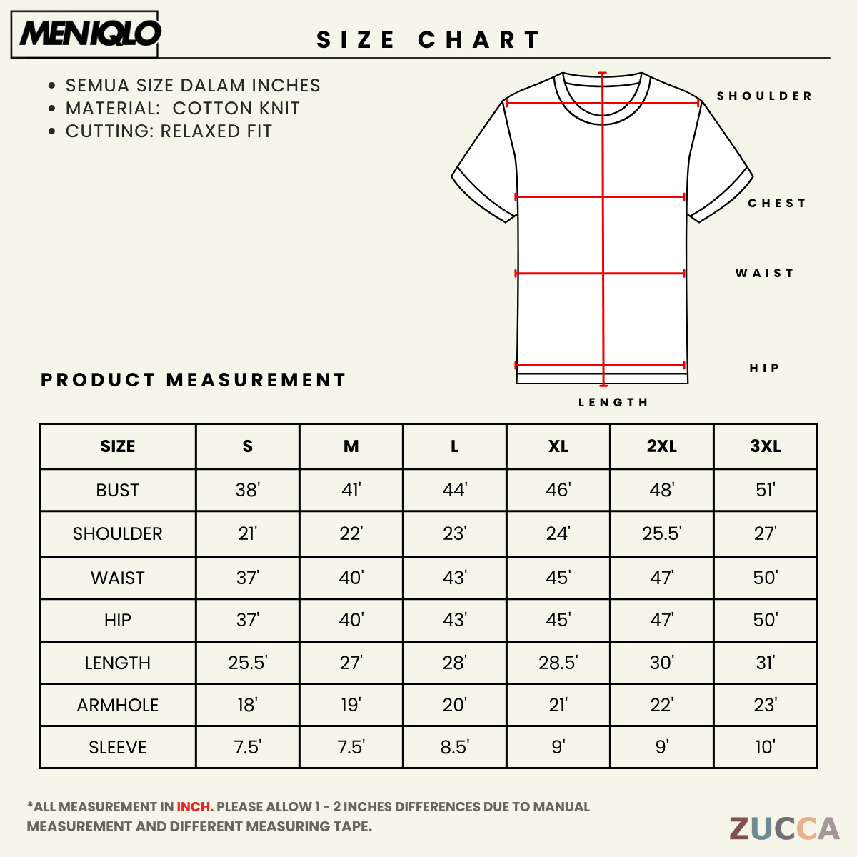 MENIQLO LOGAN MEN BASIC COTTON 220GSM -MAC1007(SW135)