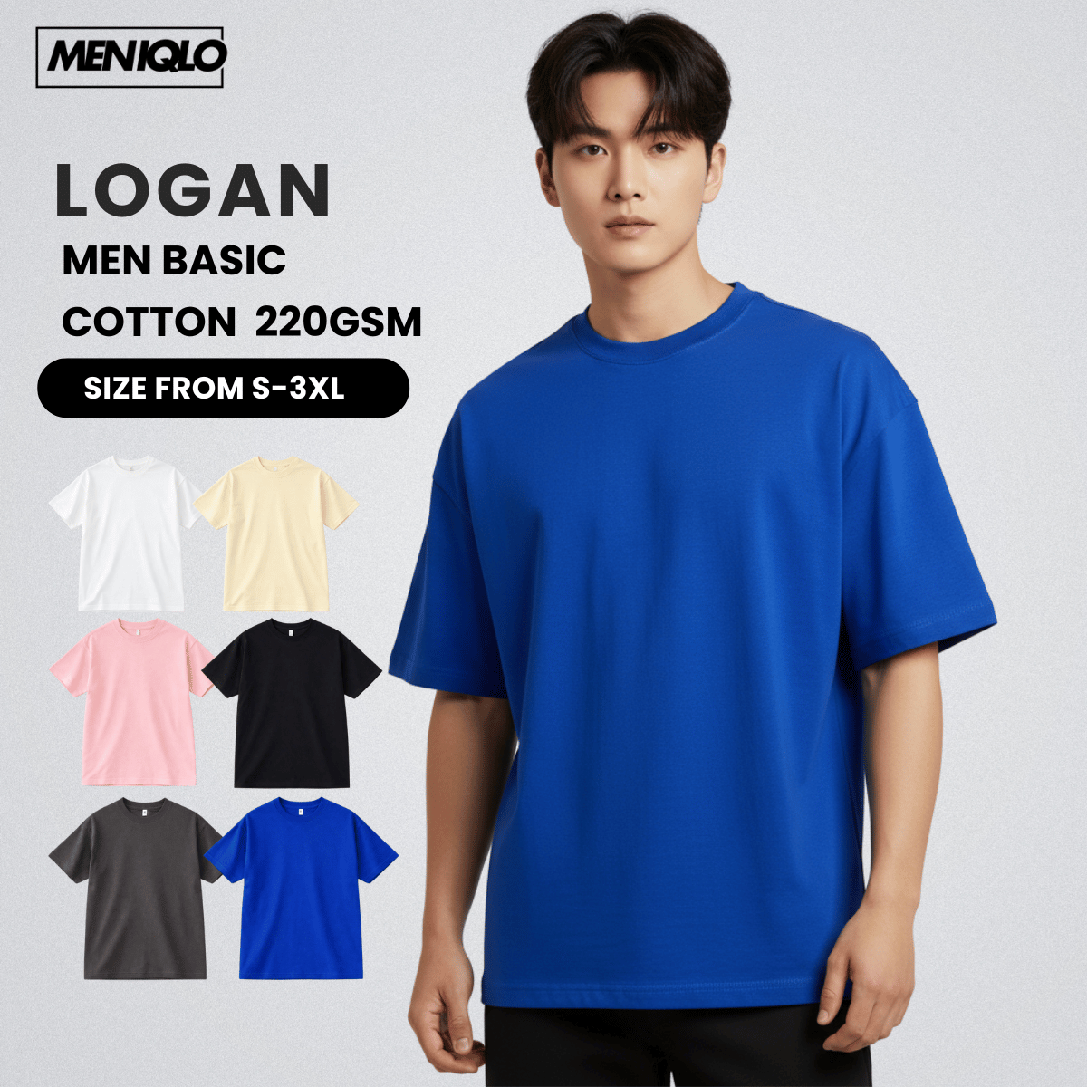 MENIQLO LOGAN MEN BASIC COTTON 220GSM -MAC1007(SW135)