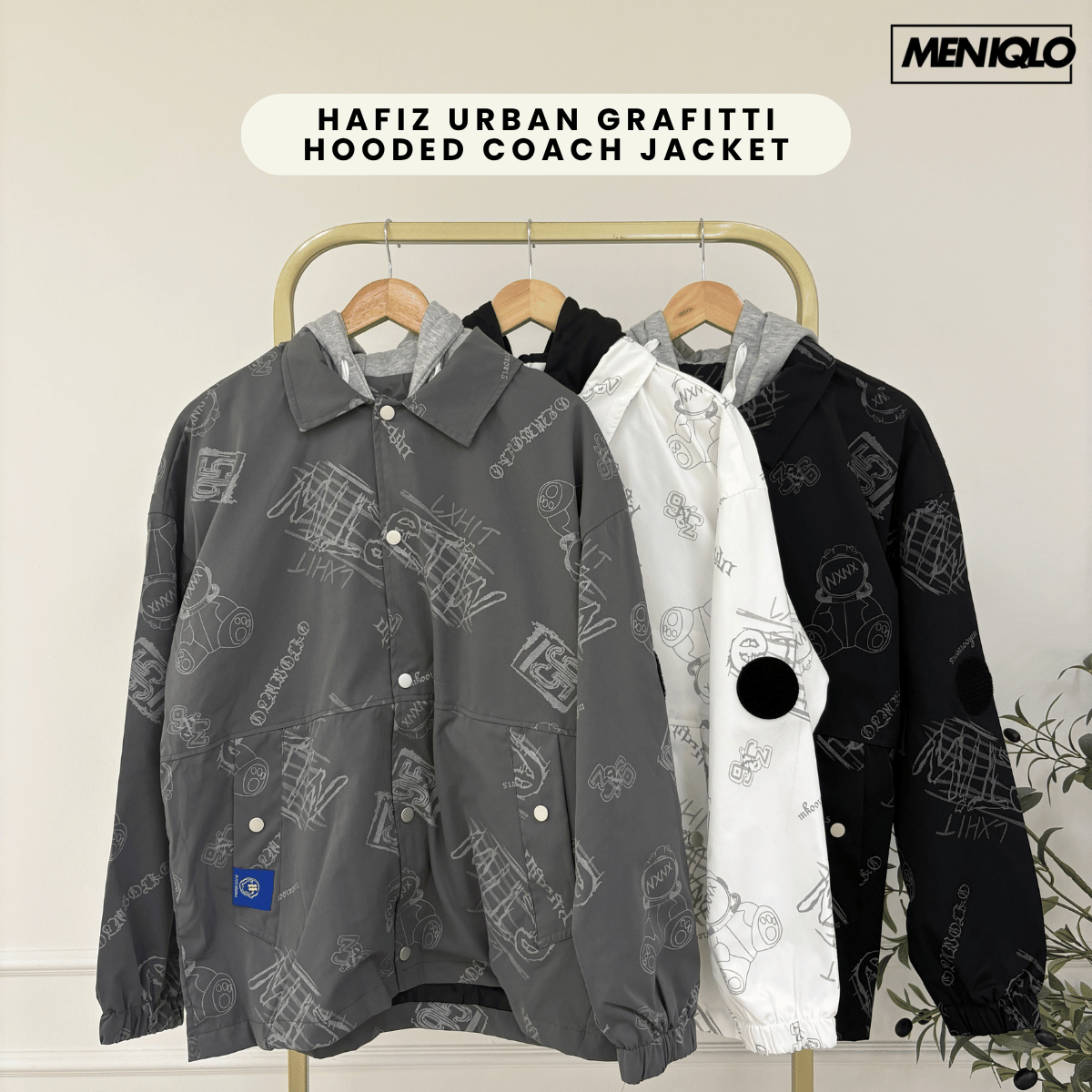 MENIQLO HAFIZ URBAN GRAFFITI HOODED COACH JACKET - MAC1017 (SW222)