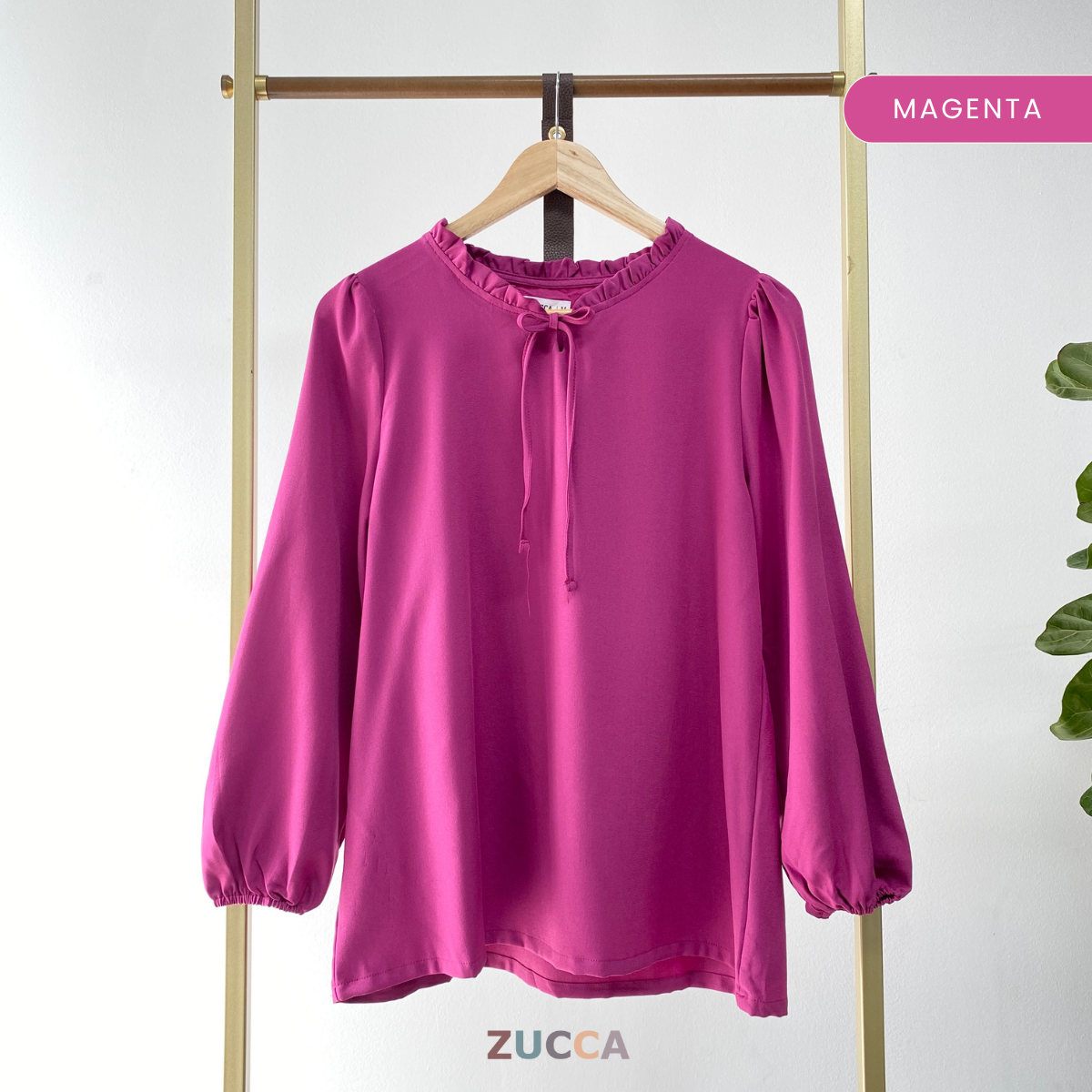 ZUCCA CELIA RUFFLED NECK WOMEN BLOUSE - MA029A BLOUSE WITH TIE-NECK