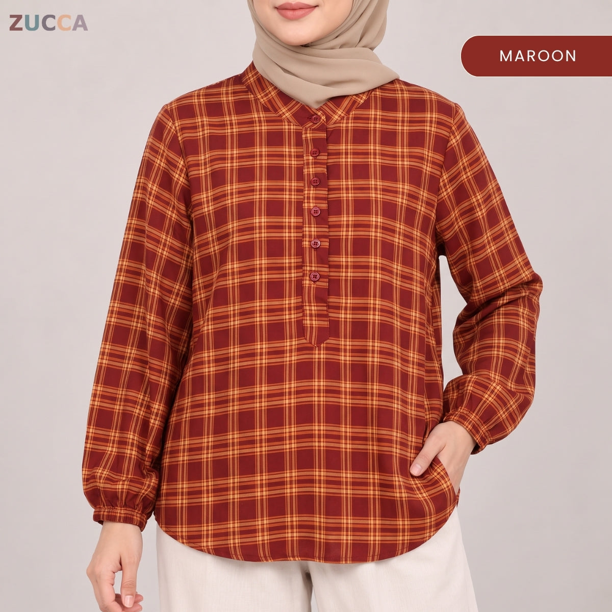ZUCCA ZULAIKA PLAID CHECKERED LONG SLEEVE SHIRT -MA245
