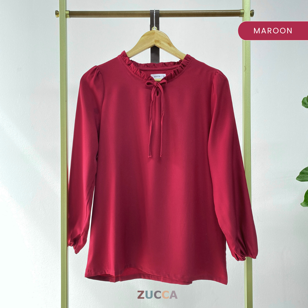 ZUCCA CELIA RUFFLED NECK WOMEN BLOUSE - MA029A BLOUSE WITH TIE-NECK