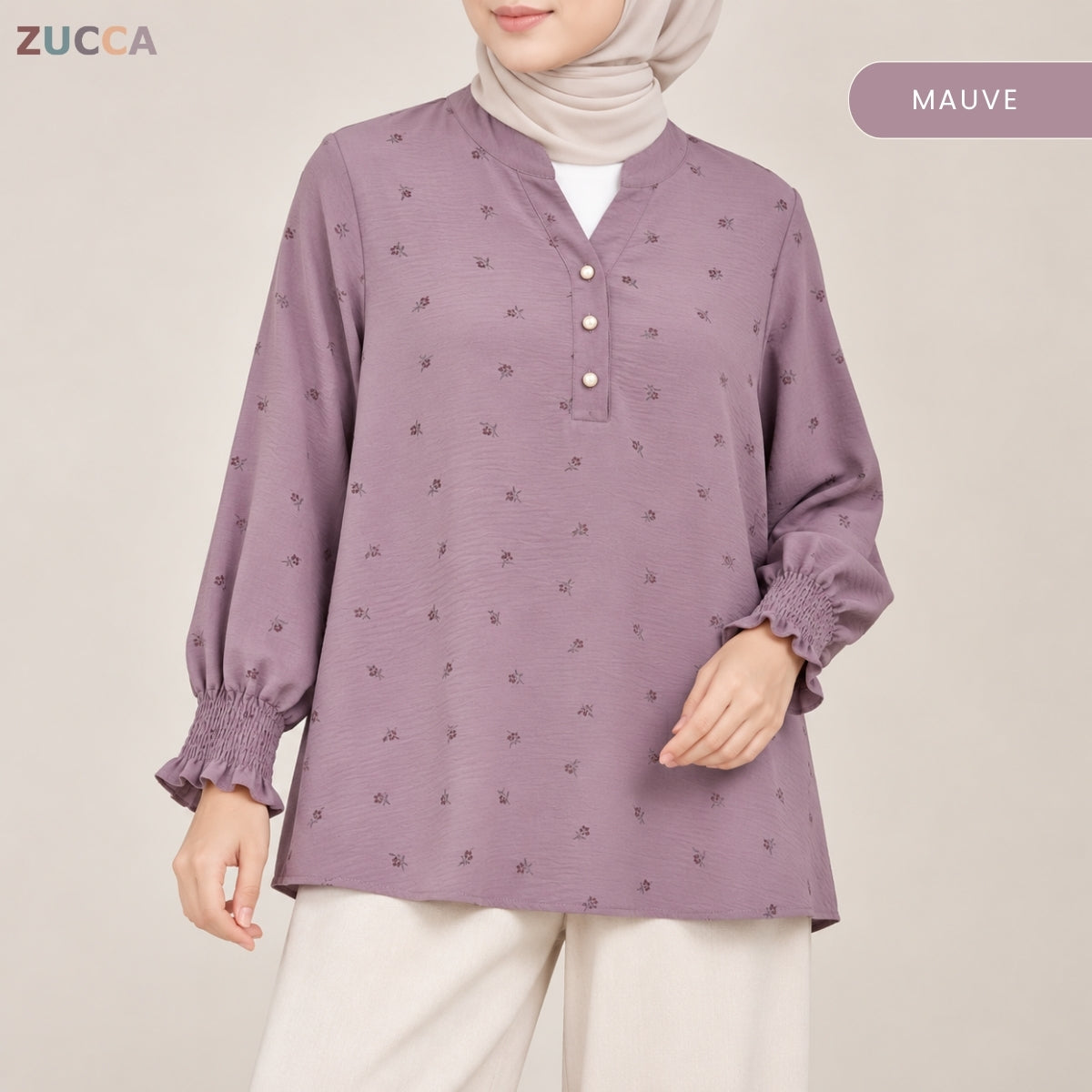 ZUCCA ALESHA CASUAL FLORAL PRINTED LONG SLEEVE TOP - ZW013