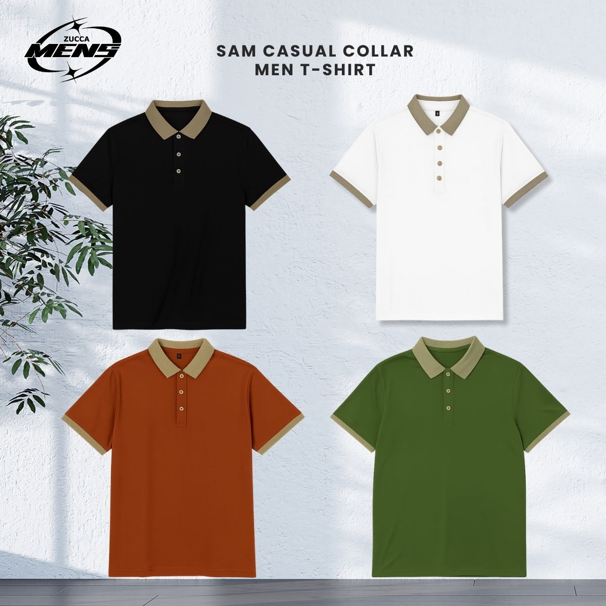 ZUCCA SAM CASUAL COLLAR MEN T-SHIRT - MC1019 BAJU LELAKI