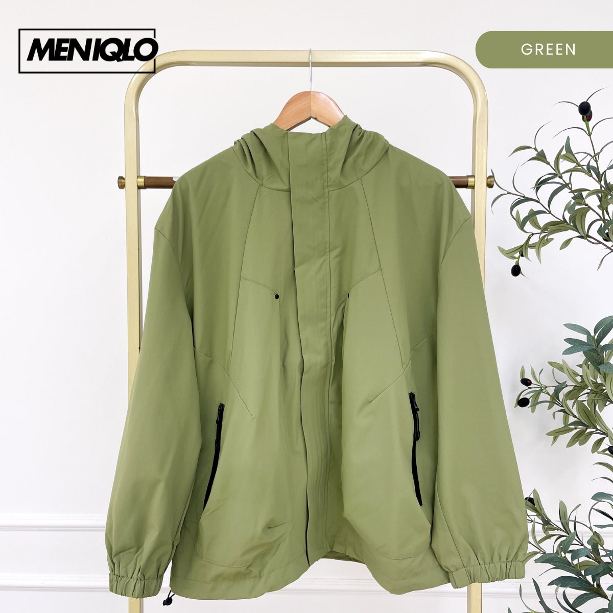 MENIQLO ADAM MEN WINDBREAKER FULL ZIP HOOD - MC1023