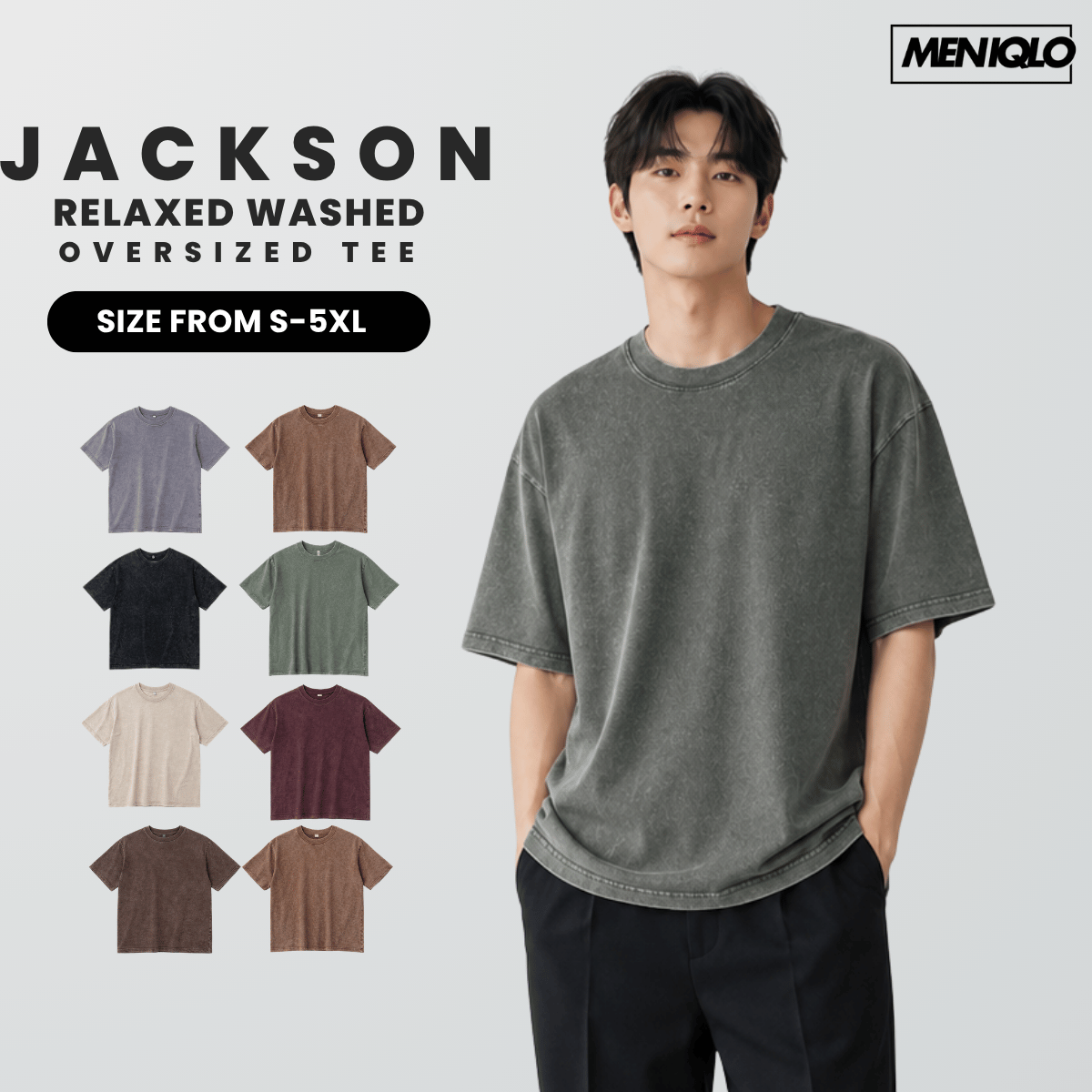MENIQLO JACKSON RELAXED WASHED OVERSIZED TEE-MC1027