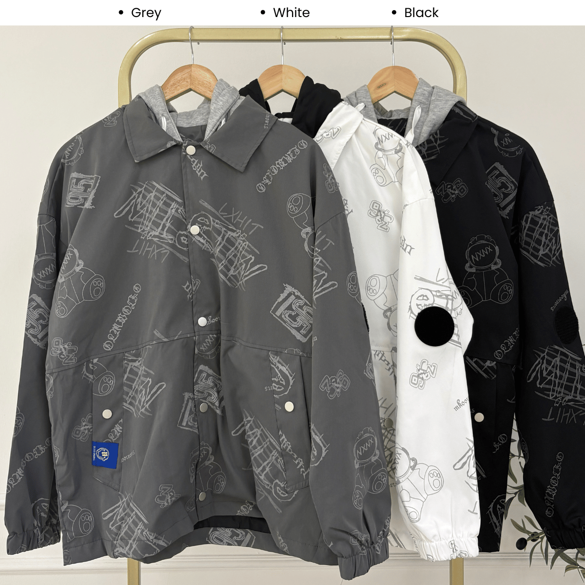 MENIQLO HAFIZ URBAN GRAFFITI HOODED COACH JACKET - MAC1017 (SW222)