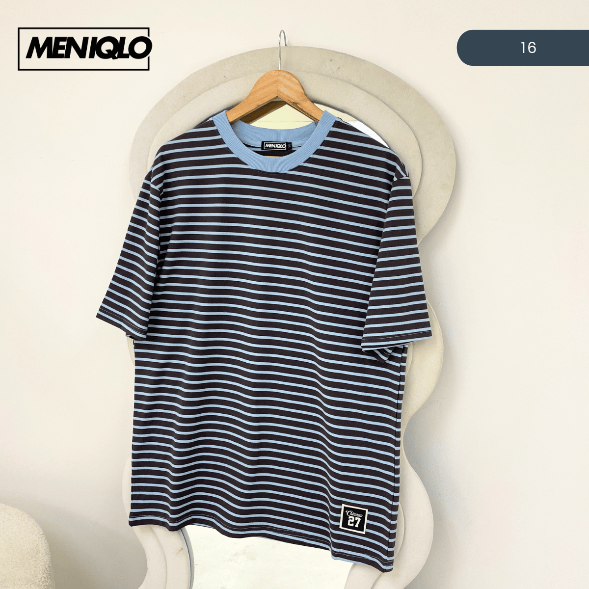 MENIQLO MARTIN OVERSIZED SHIRT STRIPE SHORT SLEEVE-MQ1004