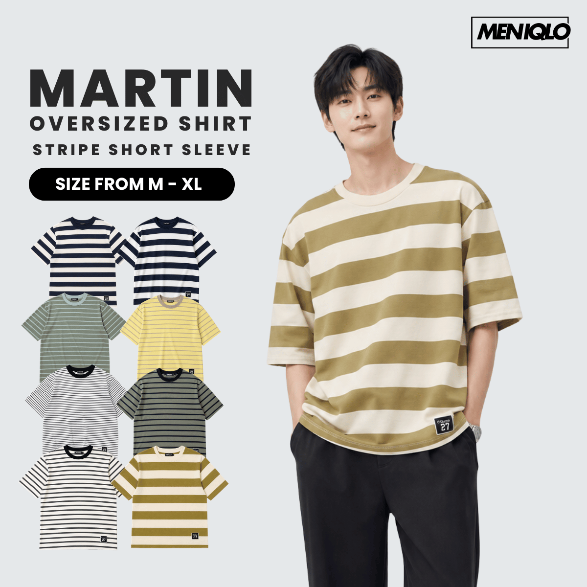 MENIQLO MARTIN OVERSIZED SHIRT STRIPE SHORT SLEEVE-MQ1004