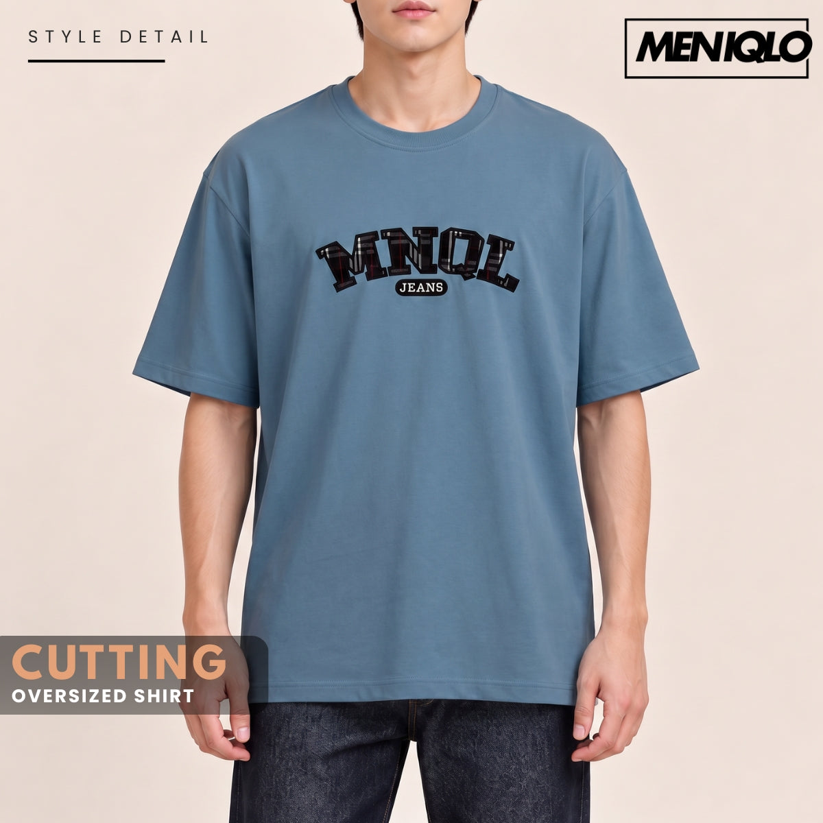 MENIQLO ADRI MEN OVERSIZED TYPOGRAPHY T-SHIRT-MQ1005
