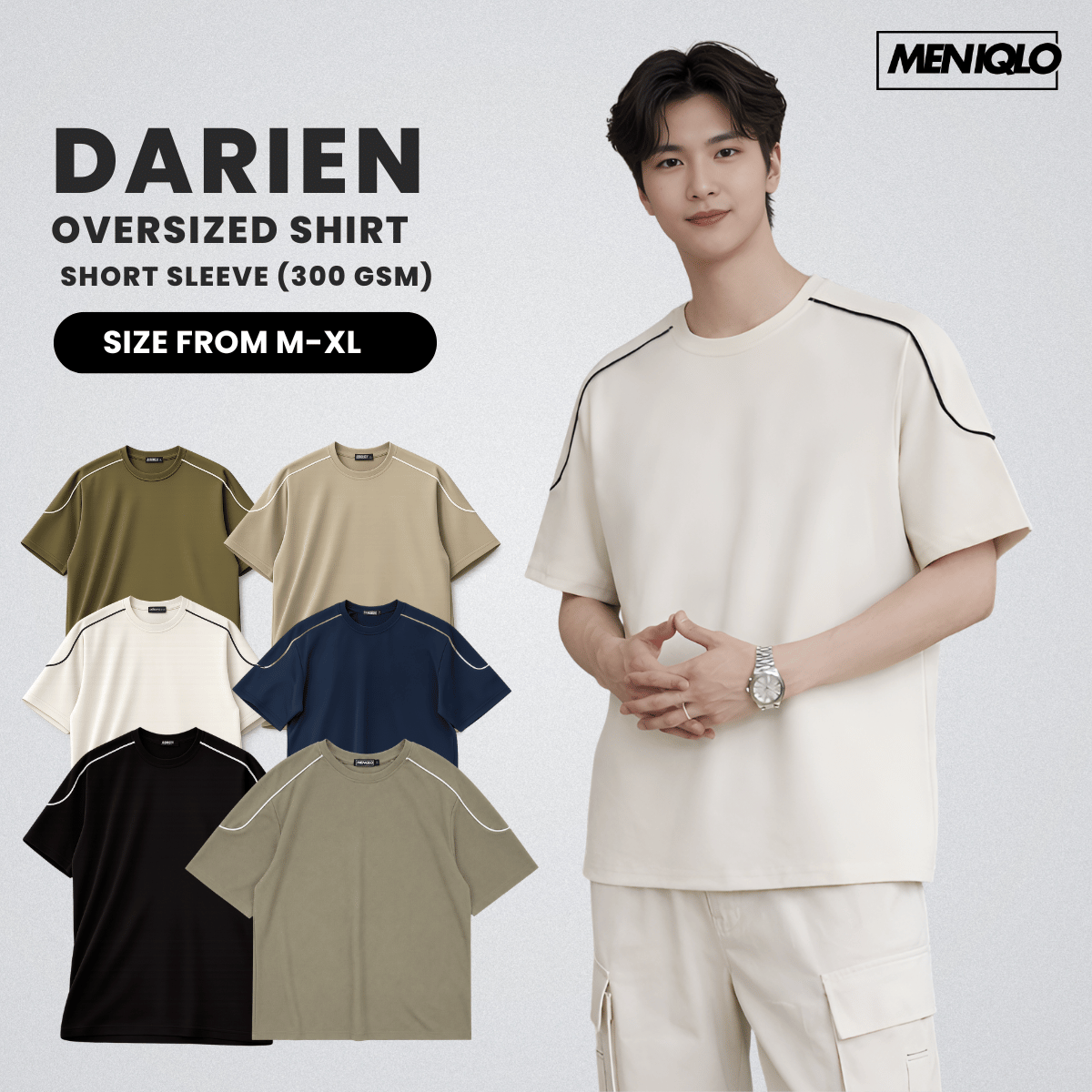 MENIQLO DARIEN MEN OVERSIZED SHIRT SHORT SLEEVE - MQ1007