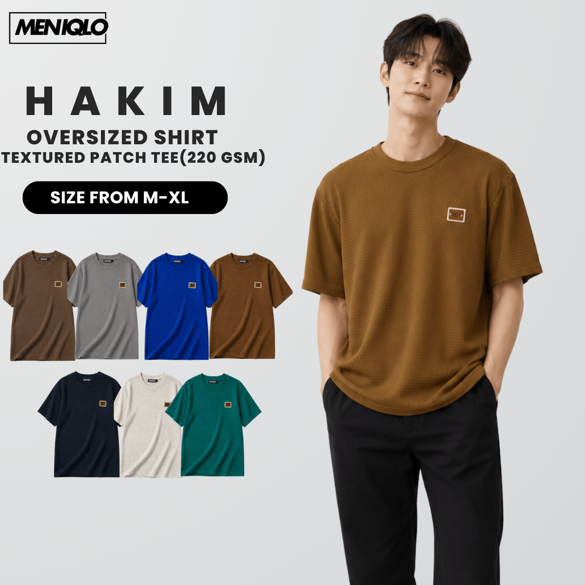 MENIQLO HAKIM OVERSIZED SHIRT TEXTURED PATCH TEE(220GSM)-MQ1010