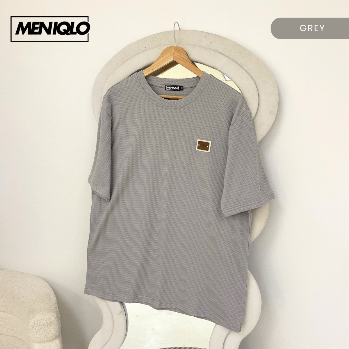 MENIQLO HAKIM OVERSIZED SHIRT TEXTURED PATCH TEE(220GSM)-MQ1010