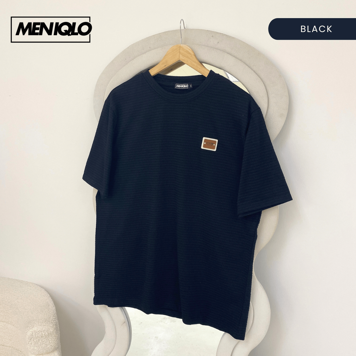 MENIQLO HAKIM OVERSIZED SHIRT TEXTURED PATCH TEE(220GSM)-MQ1010
