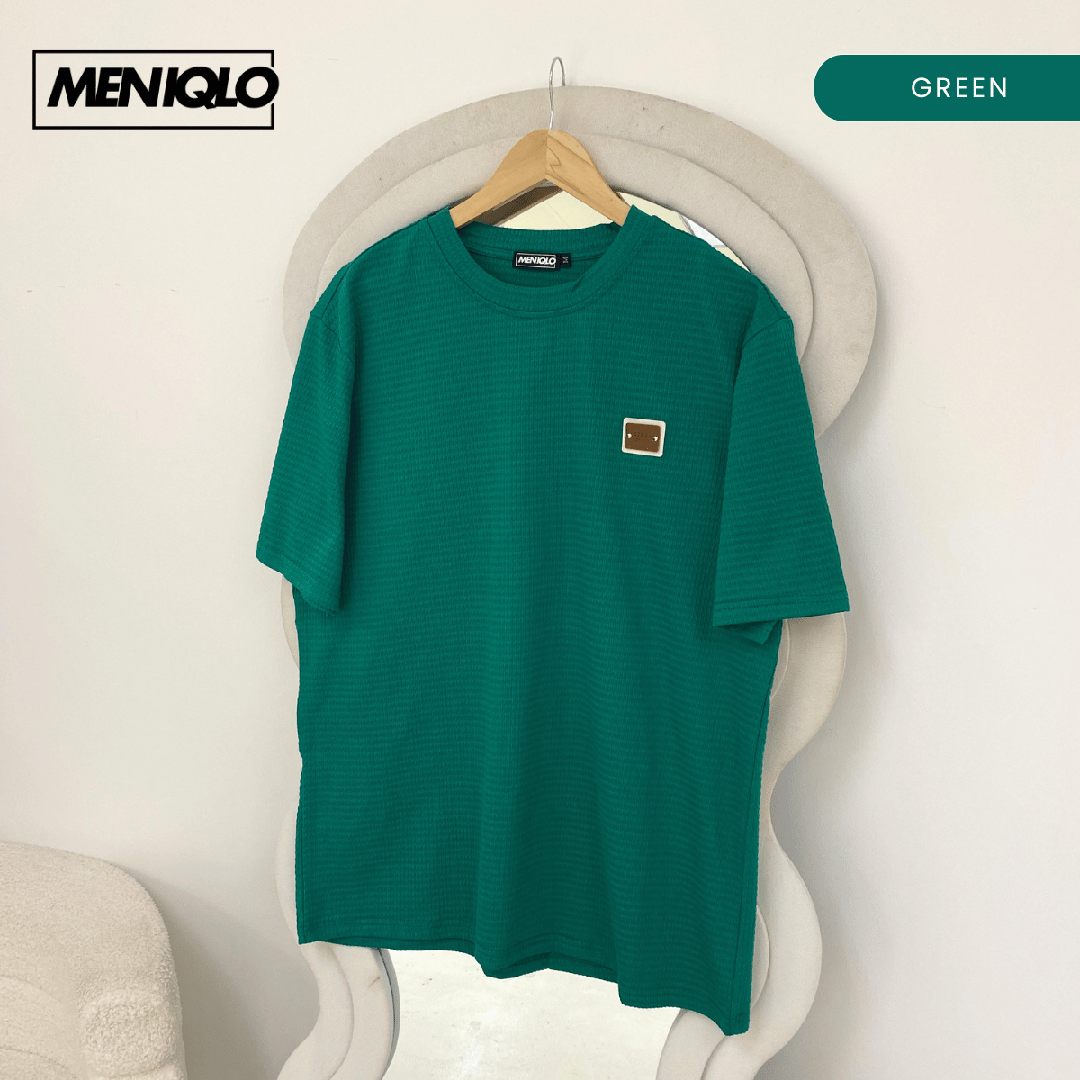 MENIQLO HAKIM OVERSIZED SHIRT TEXTURED PATCH TEE(220GSM)-MQ1010