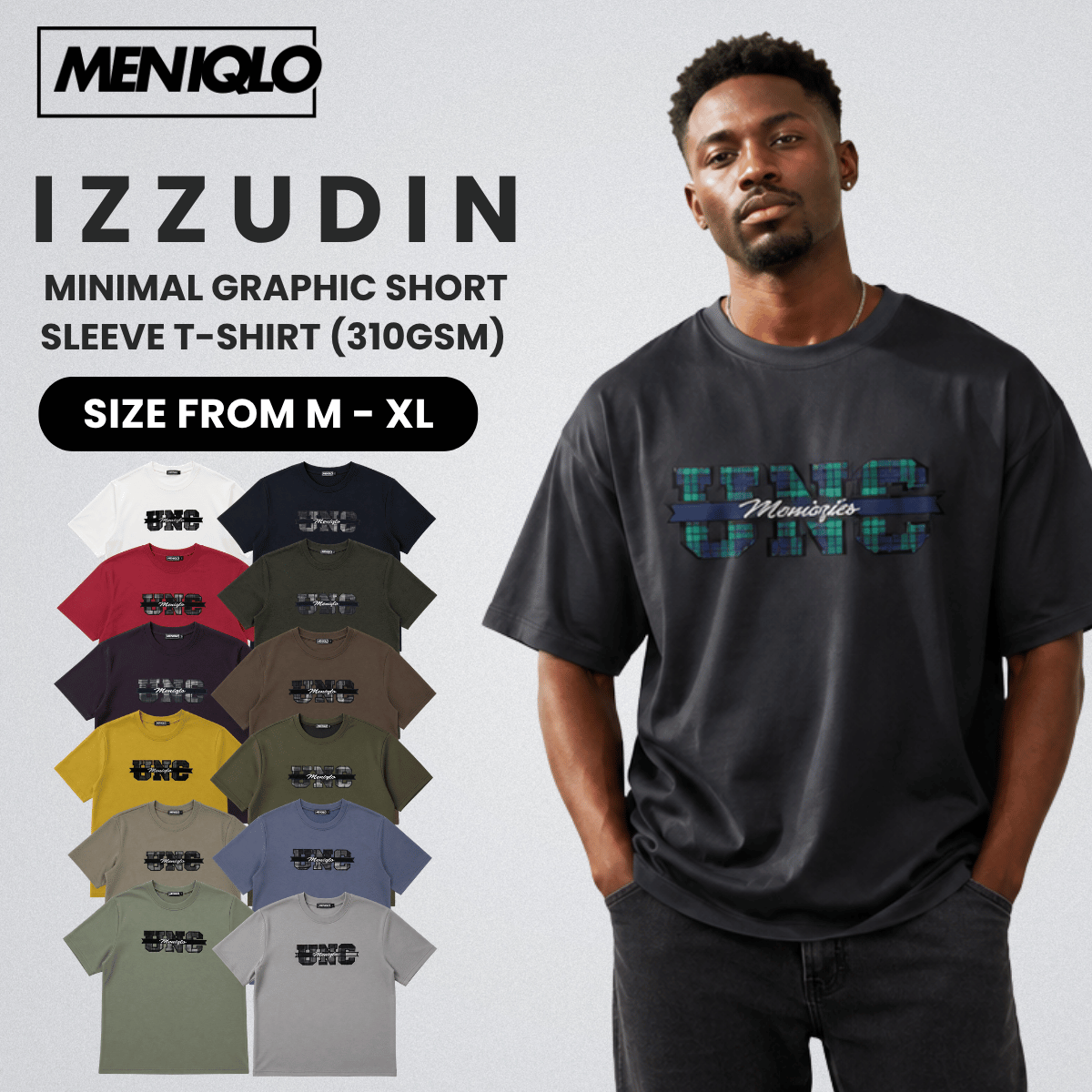 MENIQLO IZZUDIN MINIMAL GRAPHIC SHORT SLEEVE T-SHIRT (310GSM) - MQ1015