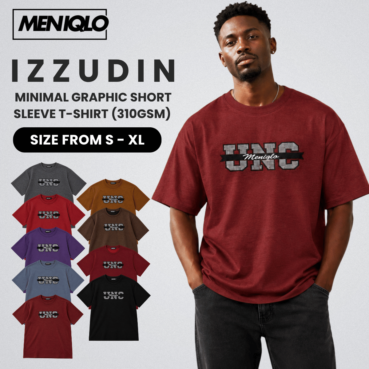 MENIQLO IZZUDIN MINIMAL GRAPHIC SHORT SLEEVE T-SHIRT (310GSM) - MQ1015