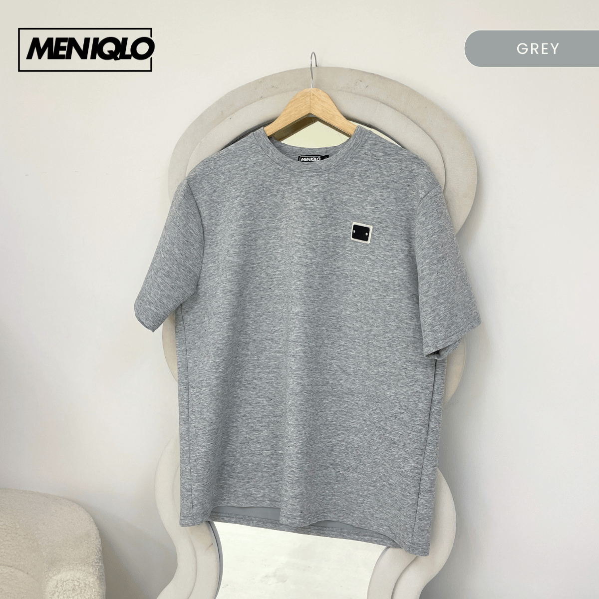 MENIQLO FIKRI MINIMAL PATCH OVERSIZED T-SHIRT-MQ1016