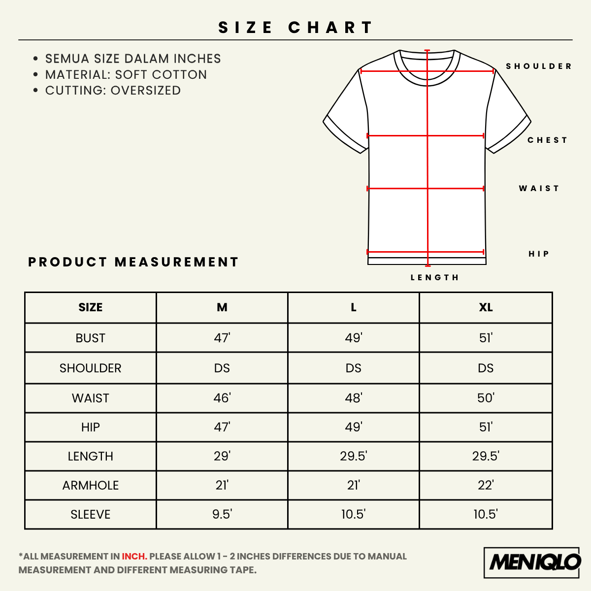 MENIQLO ELIAS TYPOGRAPHY MEN OVERSIZE T-SHIRT SHORT SLEEVE - MQ1018