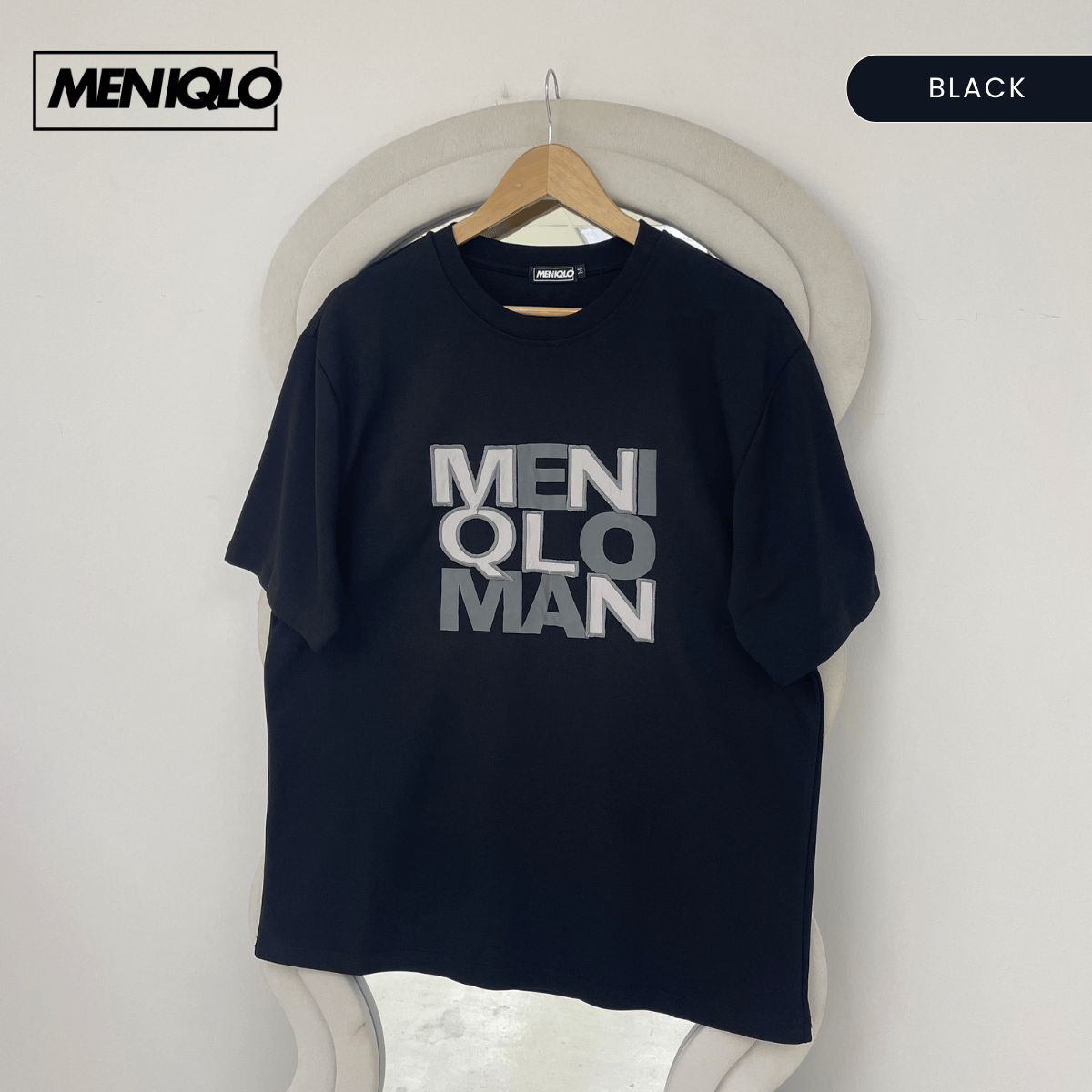 MENIQLO ELIAS TYPOGRAPHY MEN OVERSIZE T-SHIRT SHORT SLEEVE - MQ1018