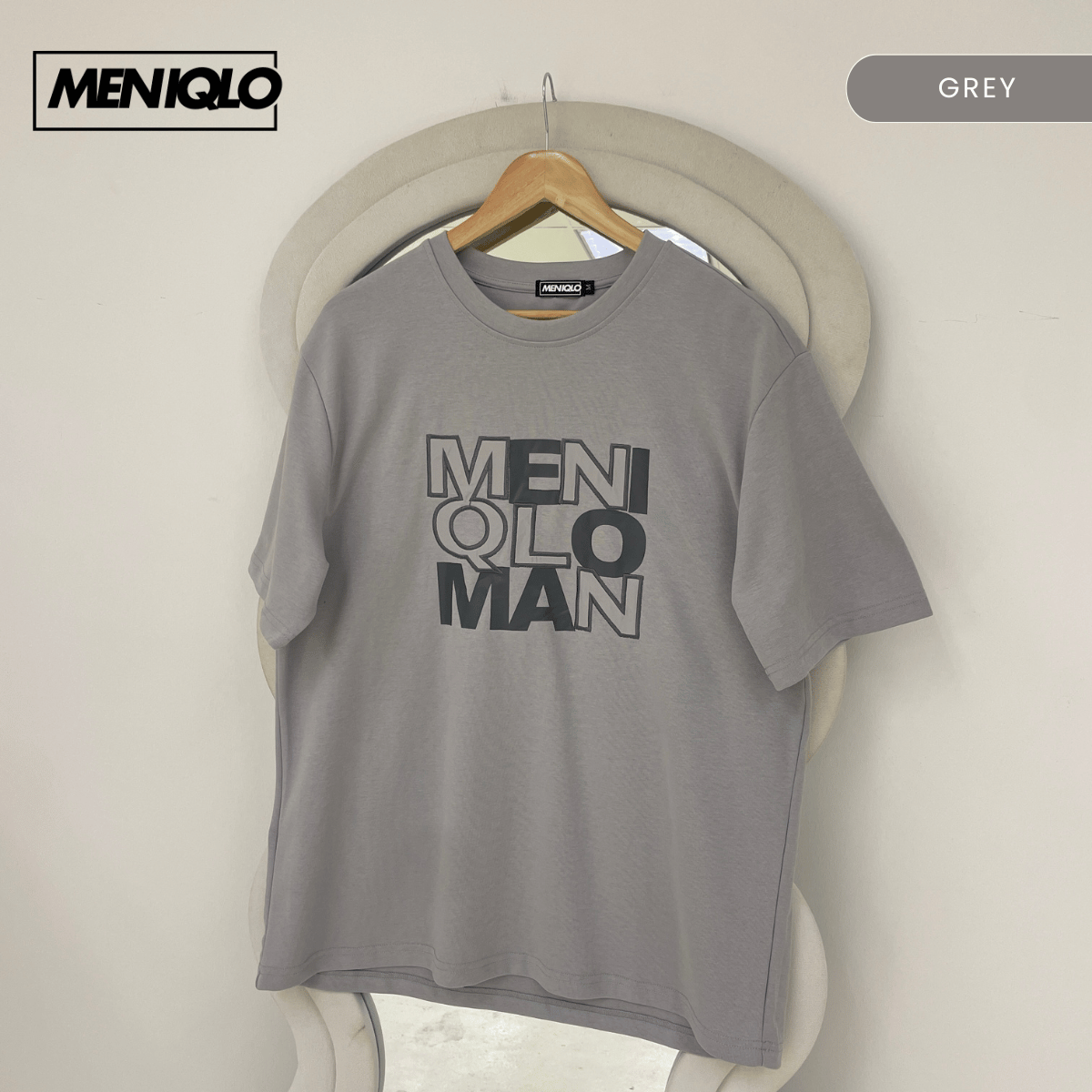 MENIQLO ELIAS TYPOGRAPHY MEN OVERSIZE T-SHIRT SHORT SLEEVE - MQ1018