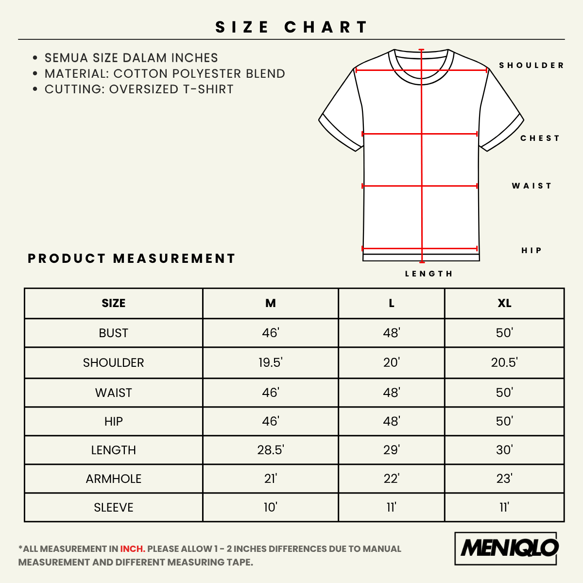 MENIQLO FADIL CLASSIC LOGO TEE OVERSIZED T-SHIRT - MQ1023