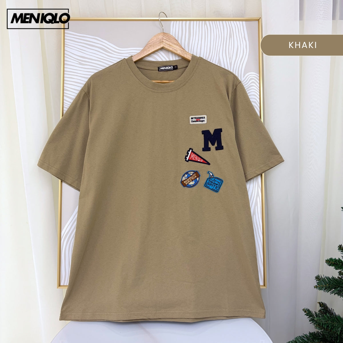 MENIQLO FUAD MEN CASUAL PATCH T-SHIRT OVERSIZED TEE - MQ1025