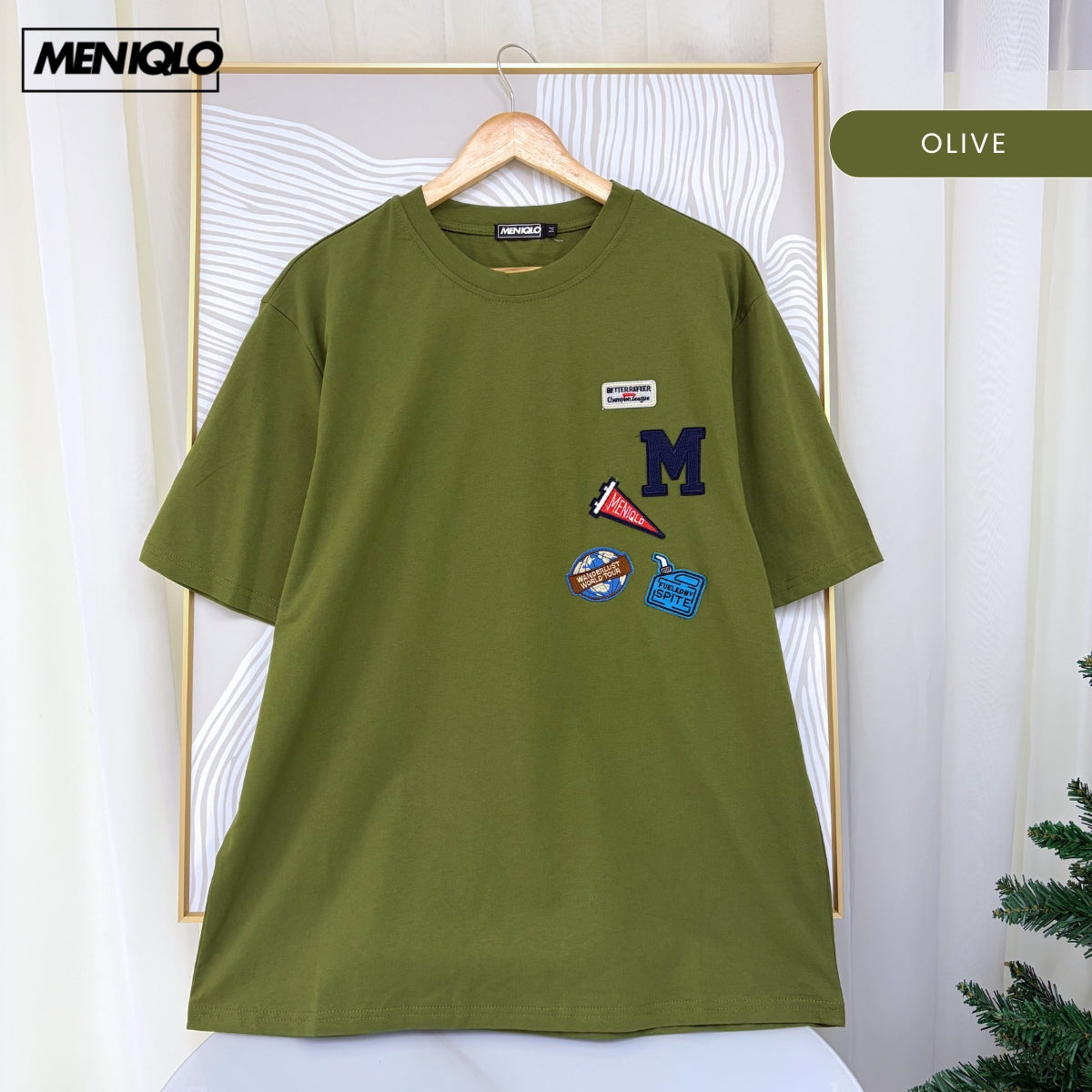 MENIQLO FUAD MEN CASUAL PATCH T-SHIRT OVERSIZED TEE - MQ1025