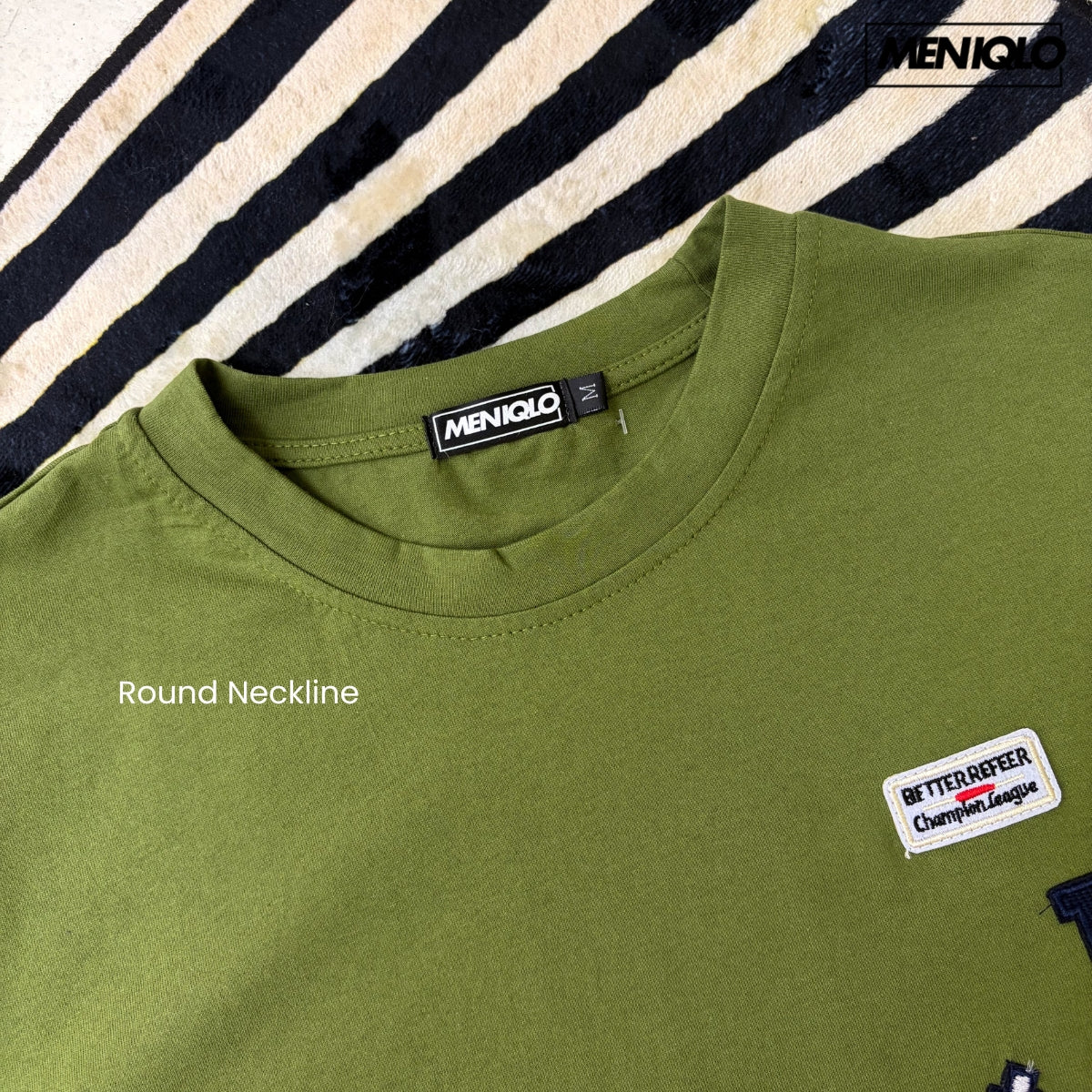 MENIQLO FUAD MEN CASUAL PATCH T-SHIRT OVERSIZED TEE - MQ1025