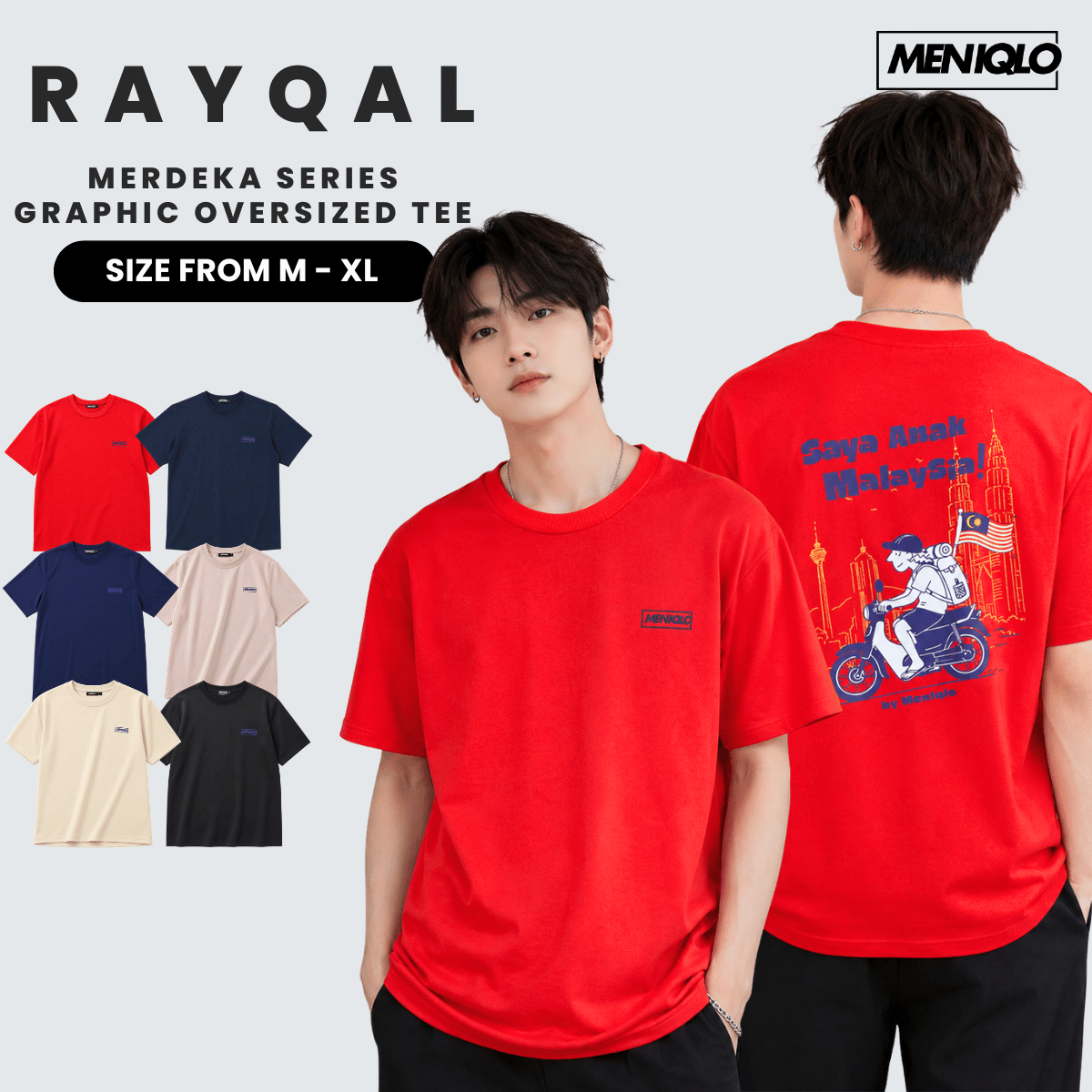 MENIQLO RAYQAL MERDEKA SERIES GRAPHIC OVERSIZED- MQ1031