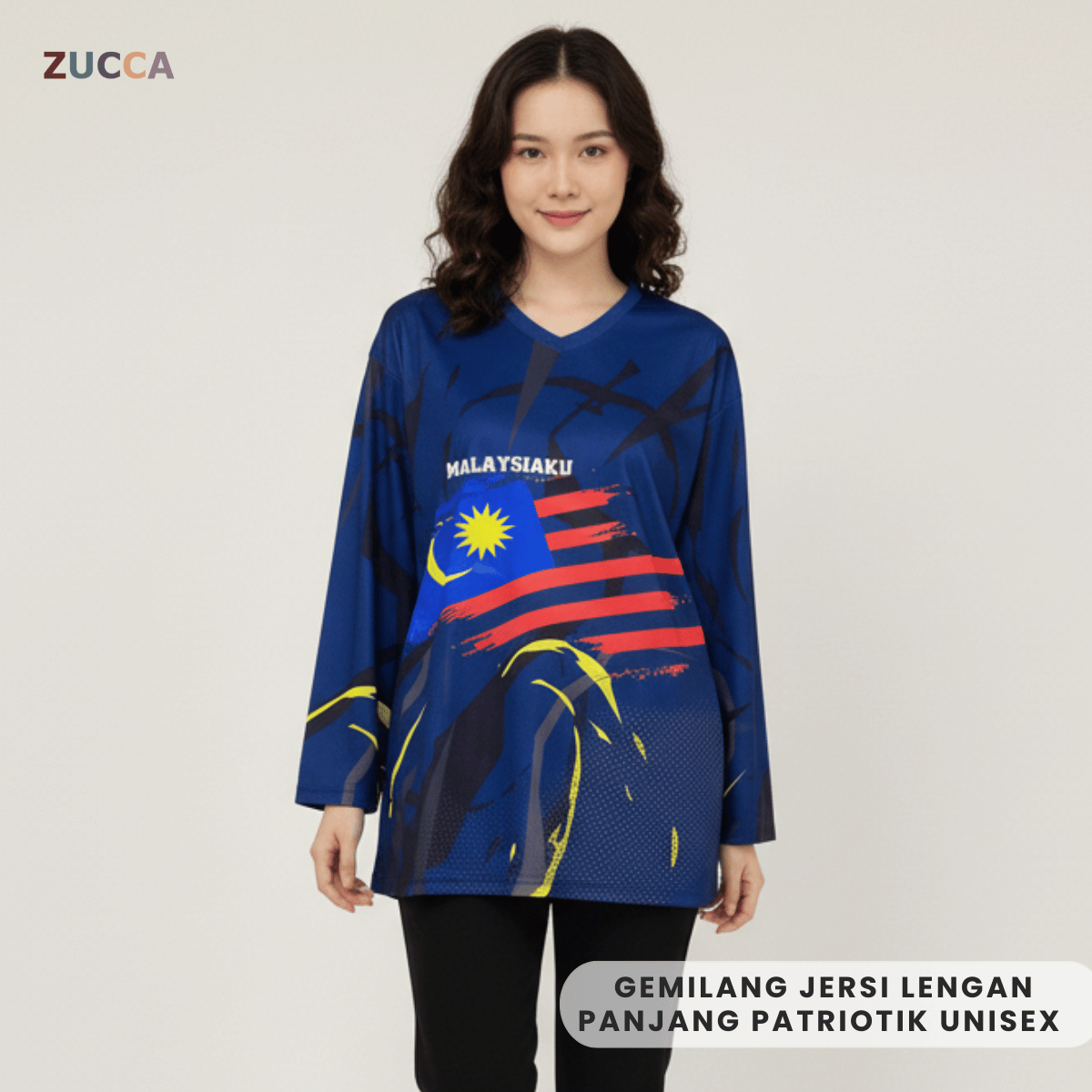 ZUCCA GEMILANG JERSI LENGAN PANJANG PATRIOTIK UNISEX-MS002 Microfiber