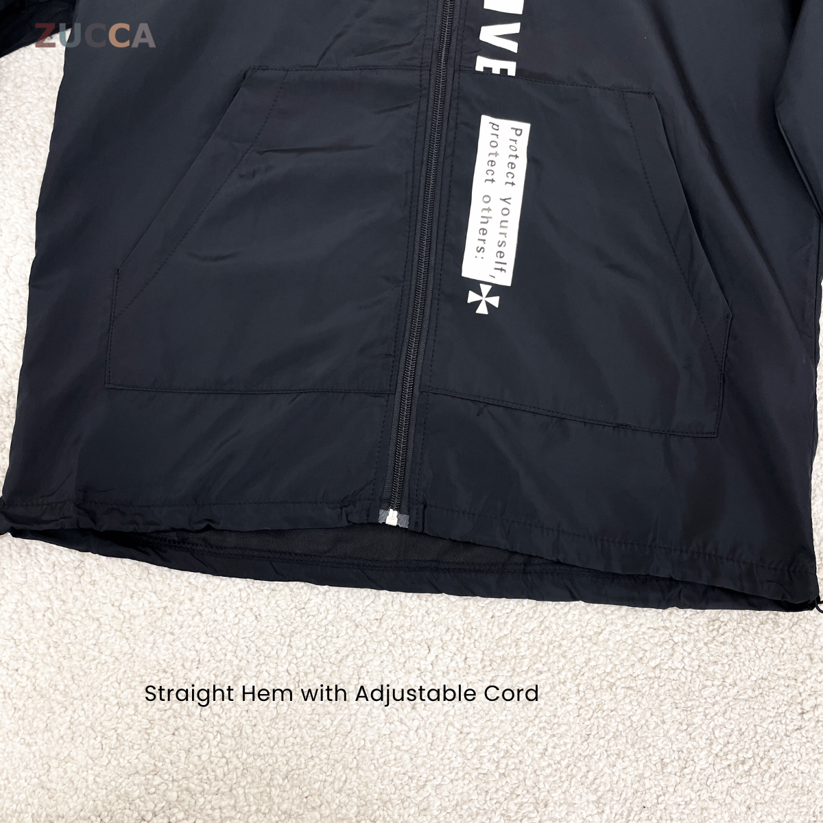 ZUCCA RAVEN HOODED WINDBREAKER BAJU PEREMPUAN S-3XL - MS005