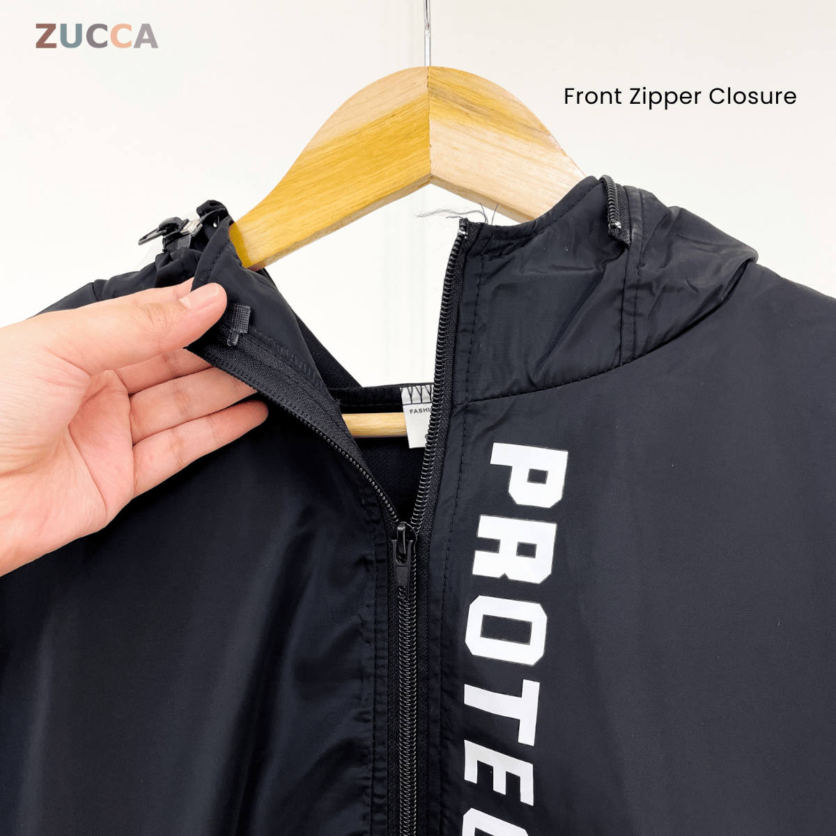 ZUCCA RAVEN HOODED WINDBREAKER BAJU PEREMPUAN S-3XL - MS005