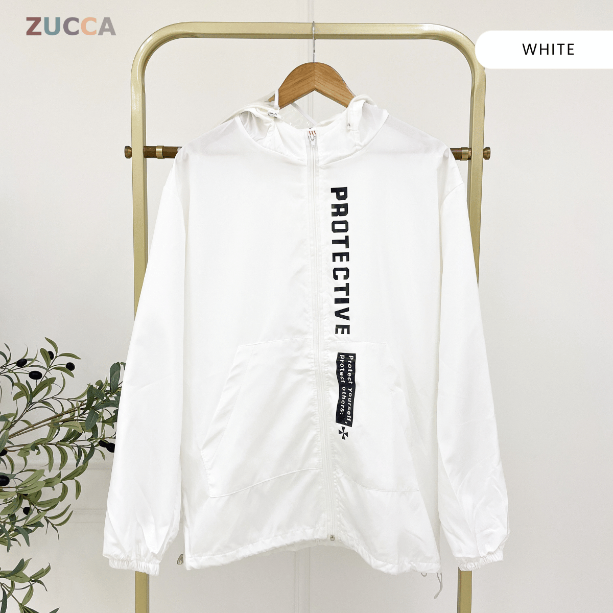 ZUCCA RAVEN HOODED WINDBREAKER BAJU PEREMPUAN S-3XL - MS005