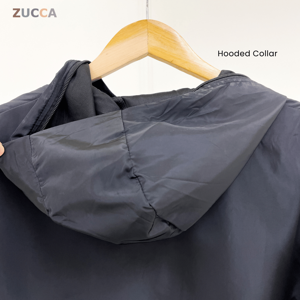 ZUCCA RAVEN HOODED WINDBREAKER BAJU PEREMPUAN S-3XL - MS005