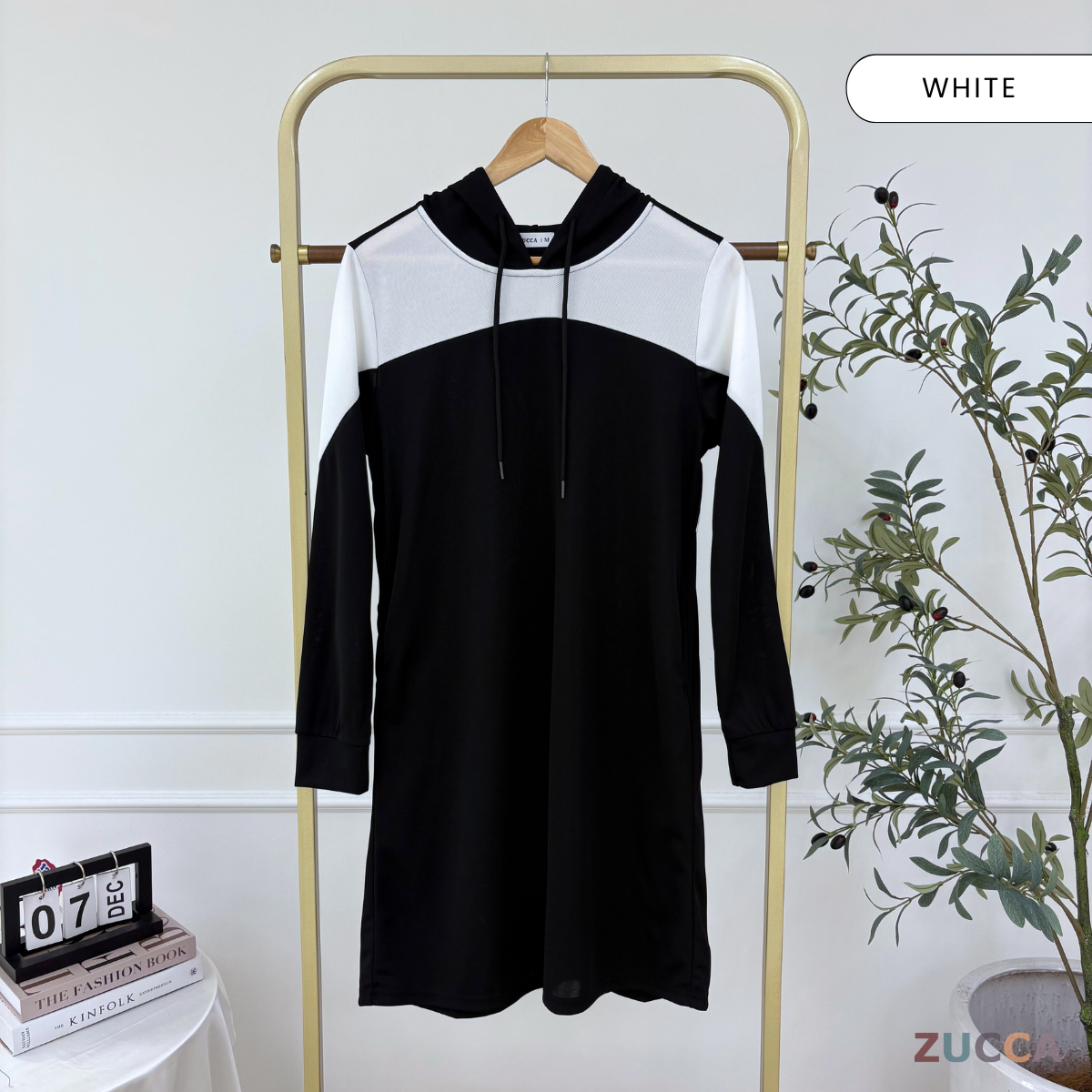 ZUCCA AVANI COLORBLOCK CASUAL WOMEN HOODED LONG DRESS - MS009