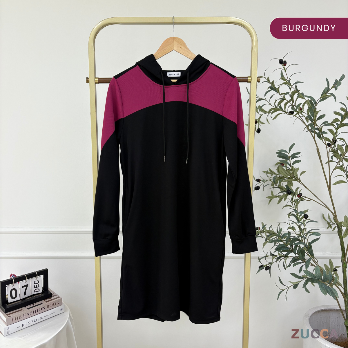 ZUCCA AVANI COLORBLOCK CASUAL WOMEN HOODED LONG DRESS - MS009