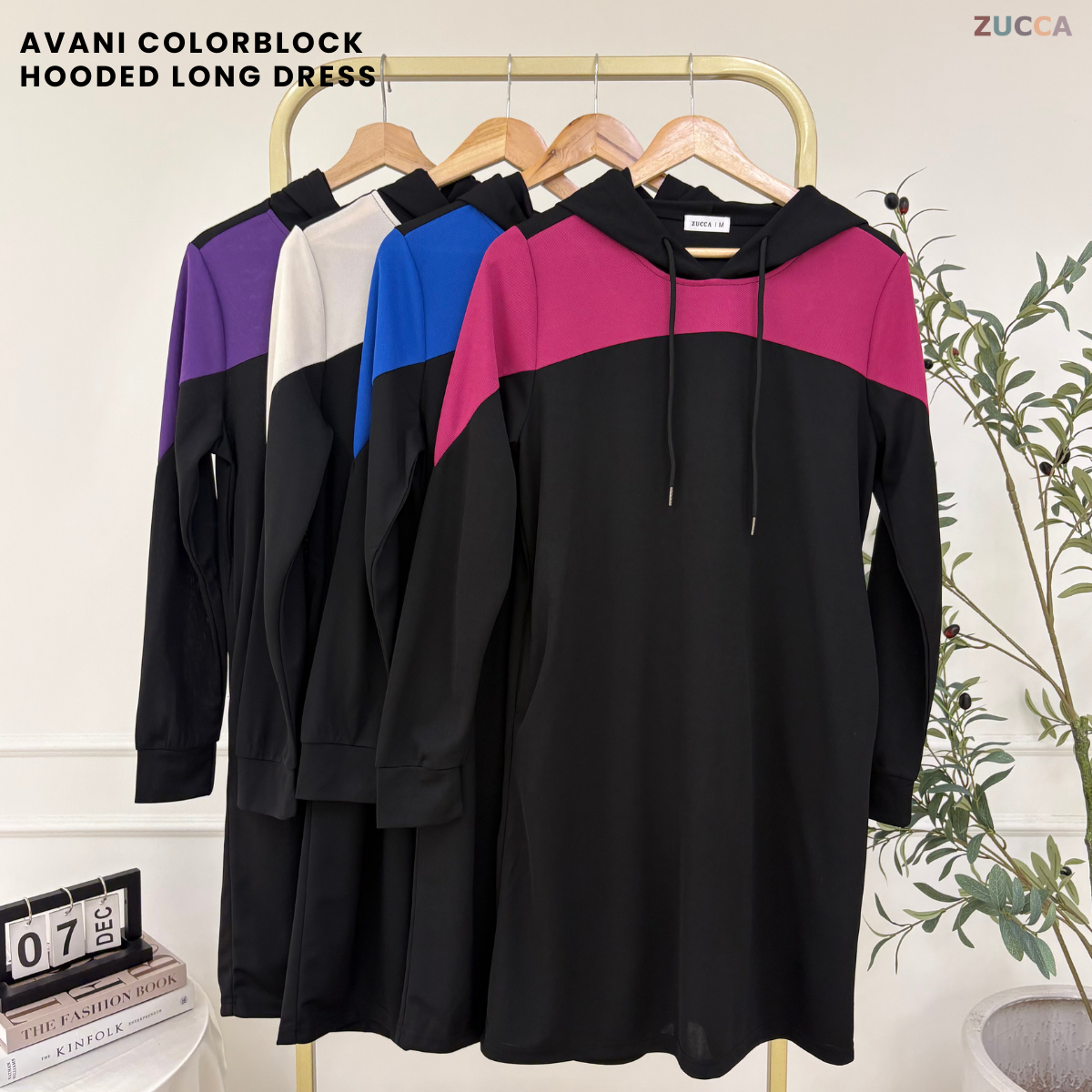 ZUCCA AVANI COLORBLOCK CASUAL WOMEN HOODED LONG DRESS - MS009