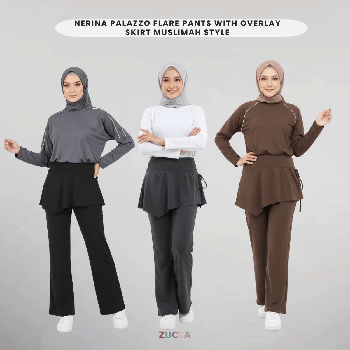 NERINA PALAZZO FLARE PANTS WITH OVERLAY SKIRT MUSLIMAH STYLE-MS011 (SW93)