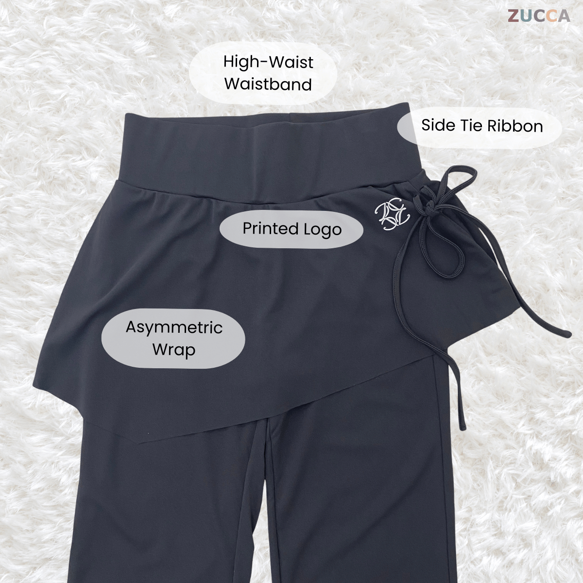ZUCCA LYLA ASYMMETRIC WRAP LAYERED MODEST PANTS - MS016 (GN255)