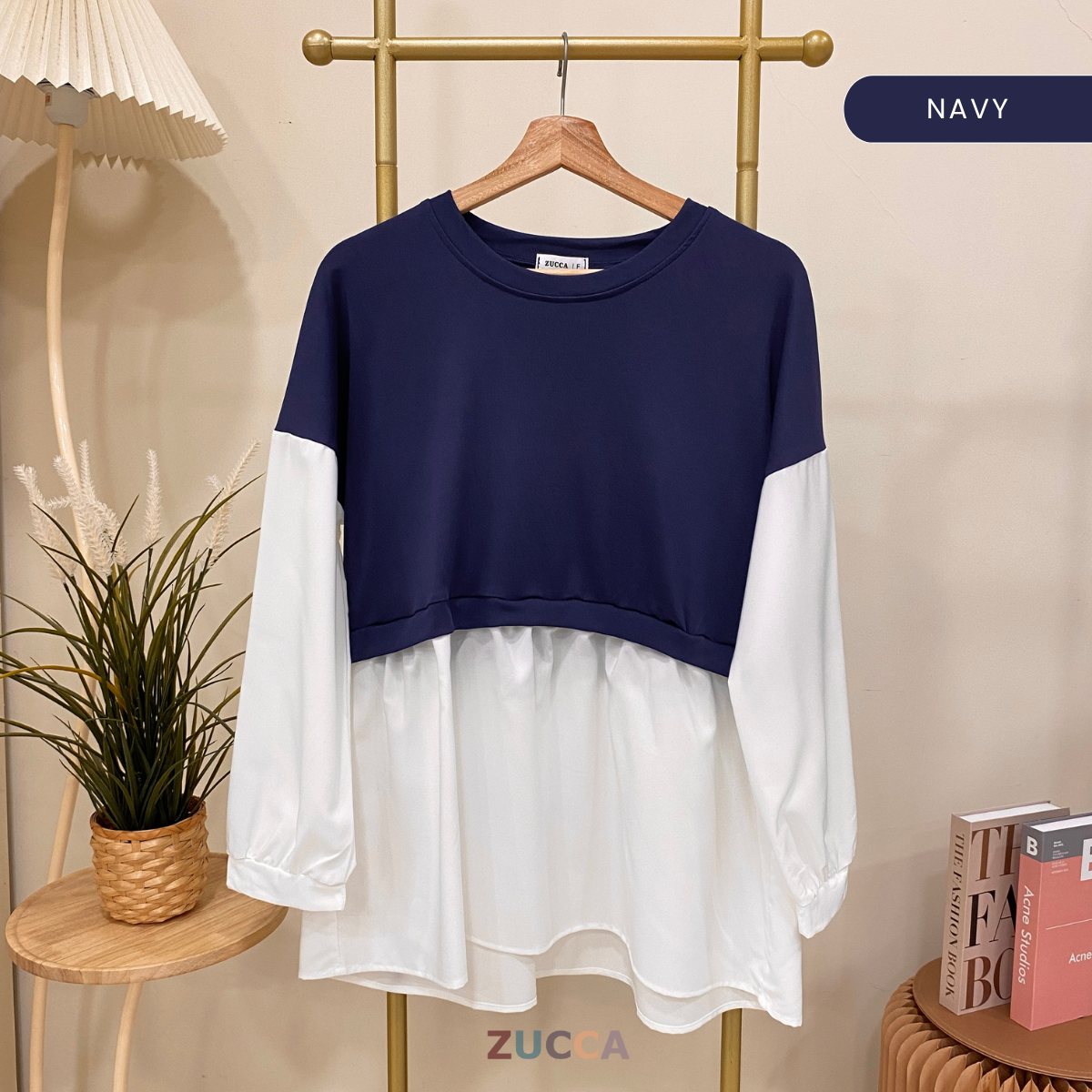 ZUCCA SISSY TWO TONE TUNIC WOMEN BLOUSE - DM062