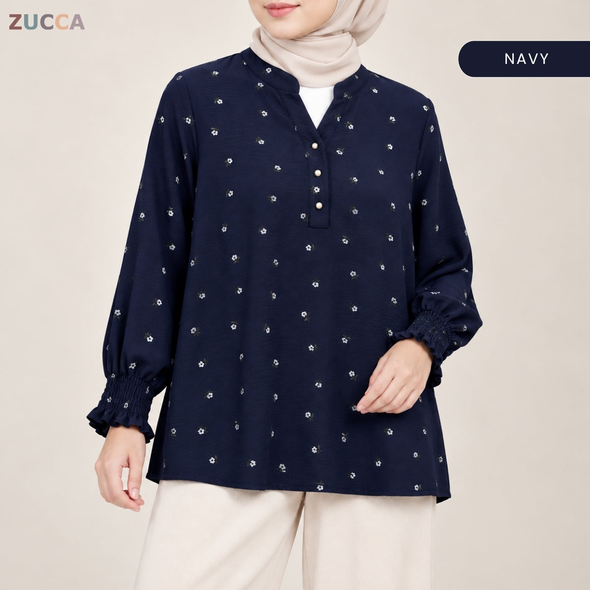 ZUCCA ALESHA CASUAL FLORAL PRINTED LONG SLEEVE TOP - ZW013