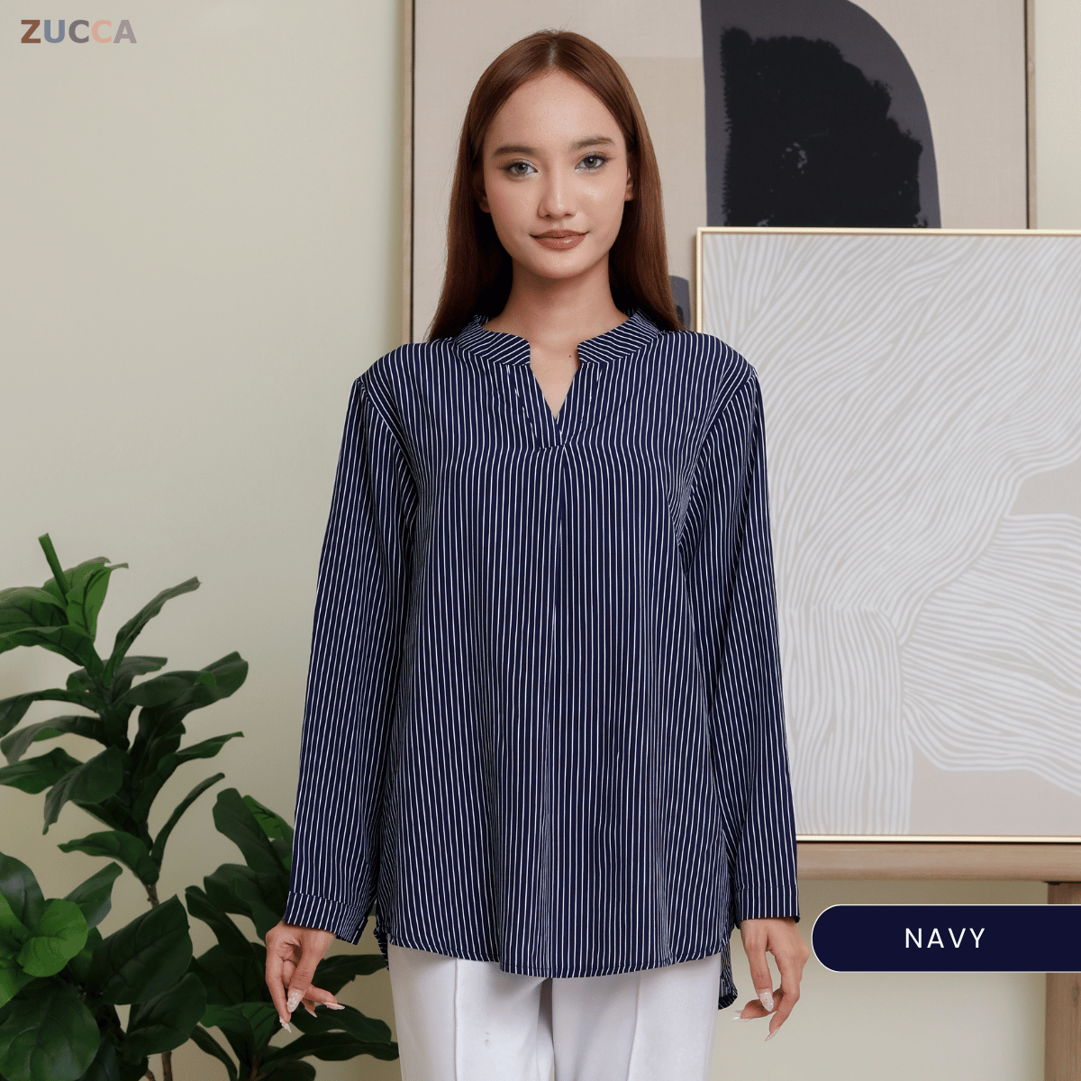 ZUCCA REINA COMFY PLAIN V-NECK BLOUSE - DM144