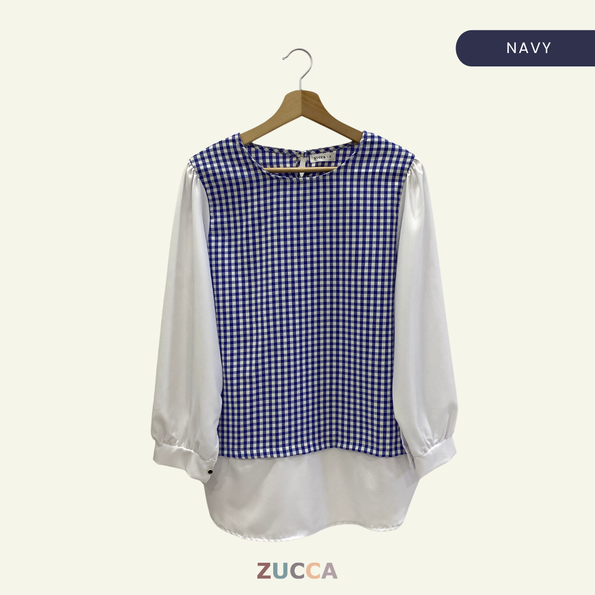 ZUCCA SYIKIN GINGHAM CHECKER PUFFED BLOUSE - DM157