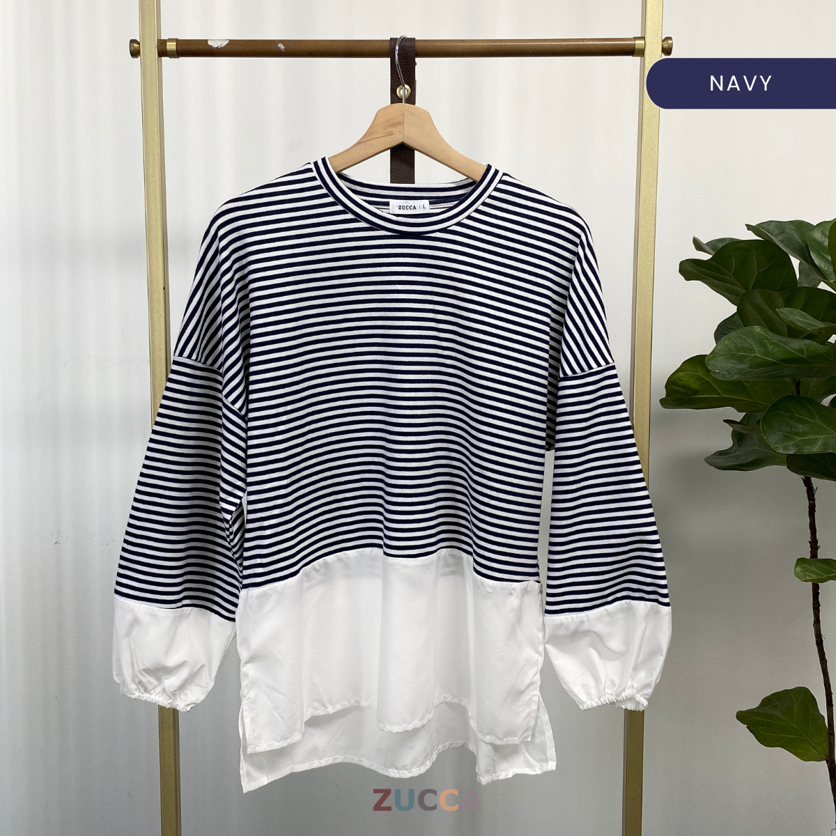 ZUCCA LIANA STRIPED CONTRAST HEM COTTON SHIRT - MA043