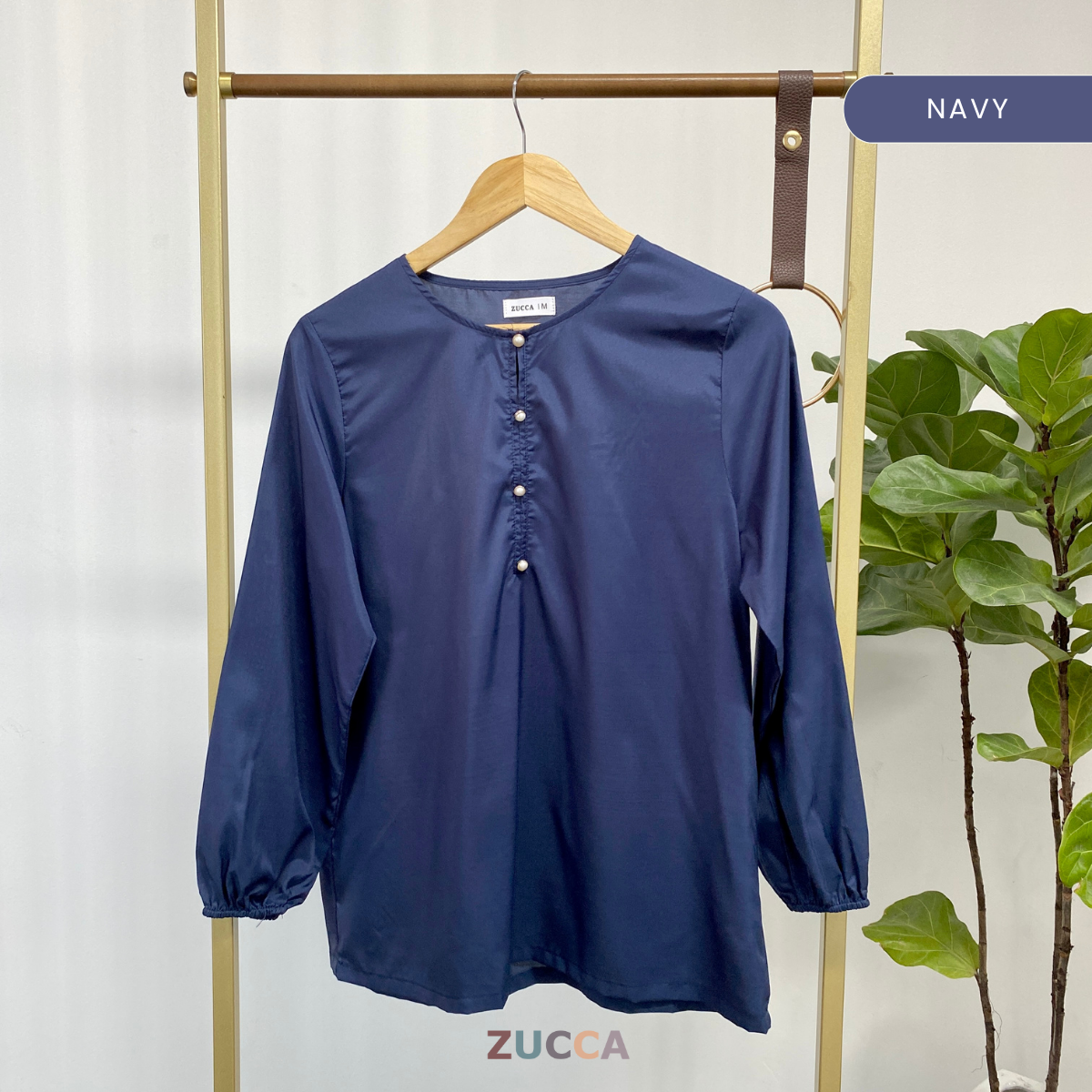 ZUCCA SURAYA PEARL BUTTON SATIN BLOUSE - MA051