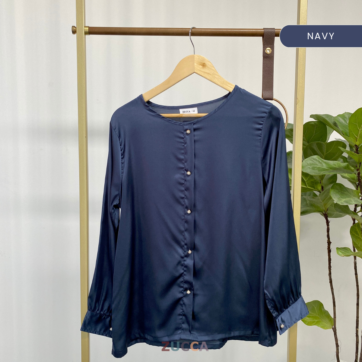 ZUCCA SUHARA ELEGANT SATIN BUTTON BLOUSE - MA063