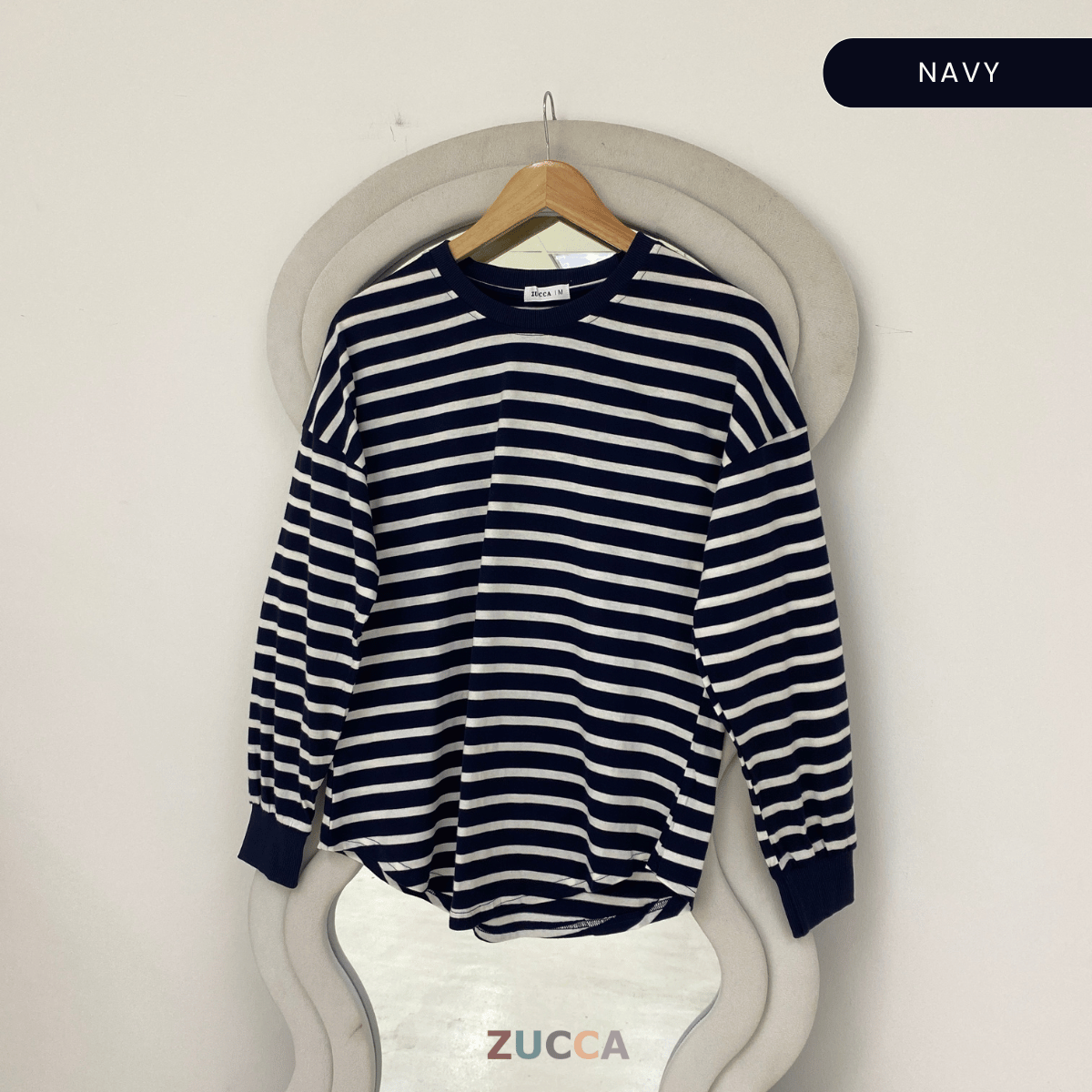 ZUCCA AZUNA CASUAL FINE STRIPE LONG SLEEVE TOP - MA172